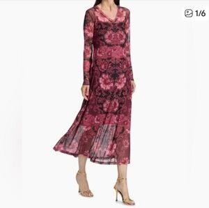 Johnny Was Dress Women's Large Tulus Mesh Midi Scilla Silk Blend NWT